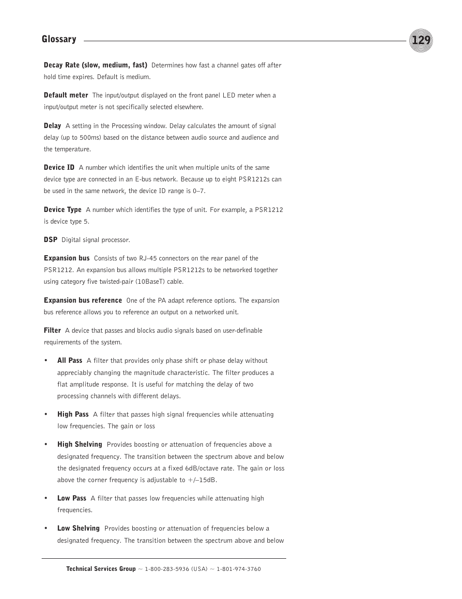 Glossary | ClearOne comm PSR1212 User Manual | Page 135 / 145