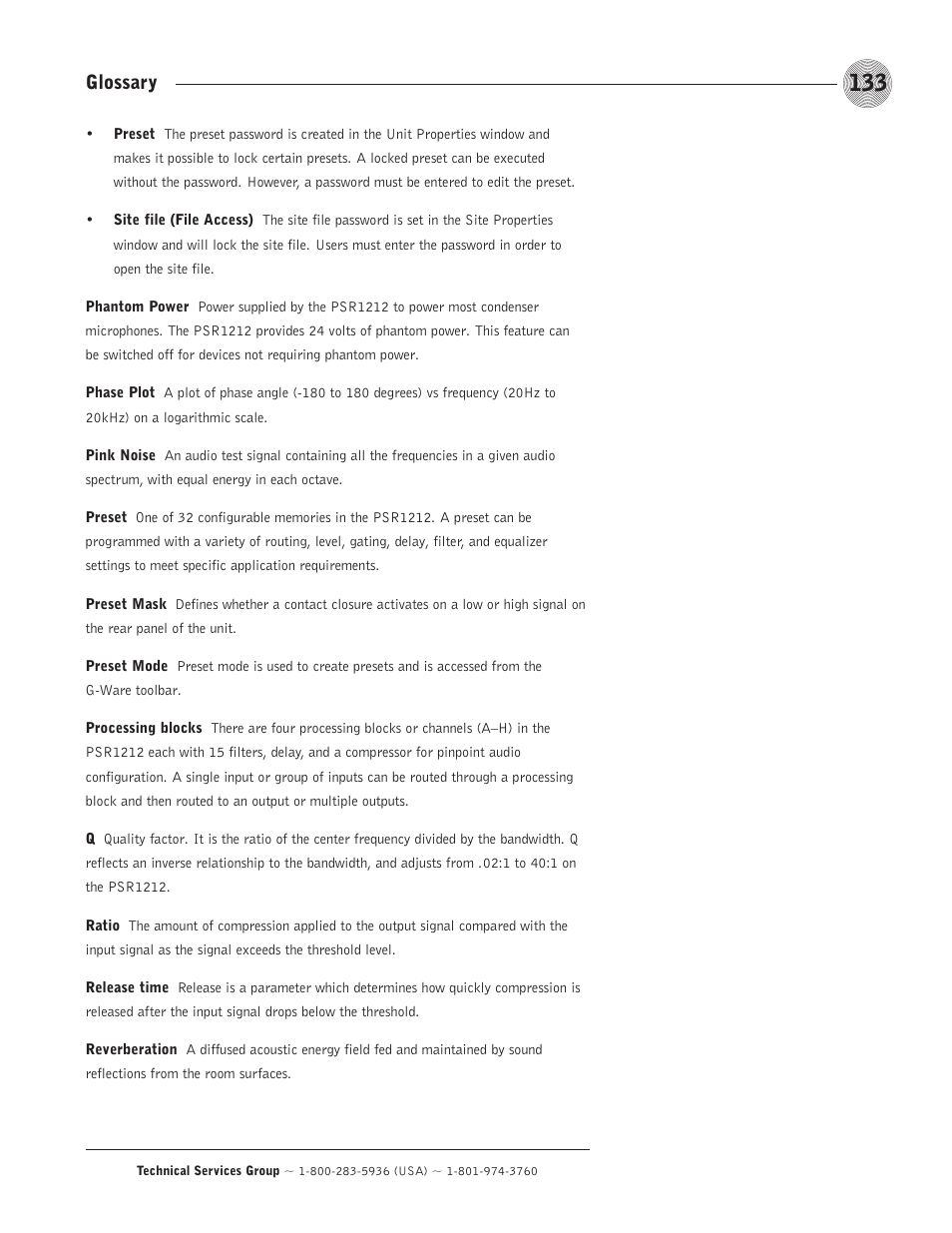 Glossary | ClearOne comm PSR1212 User Manual | Page 139 / 145