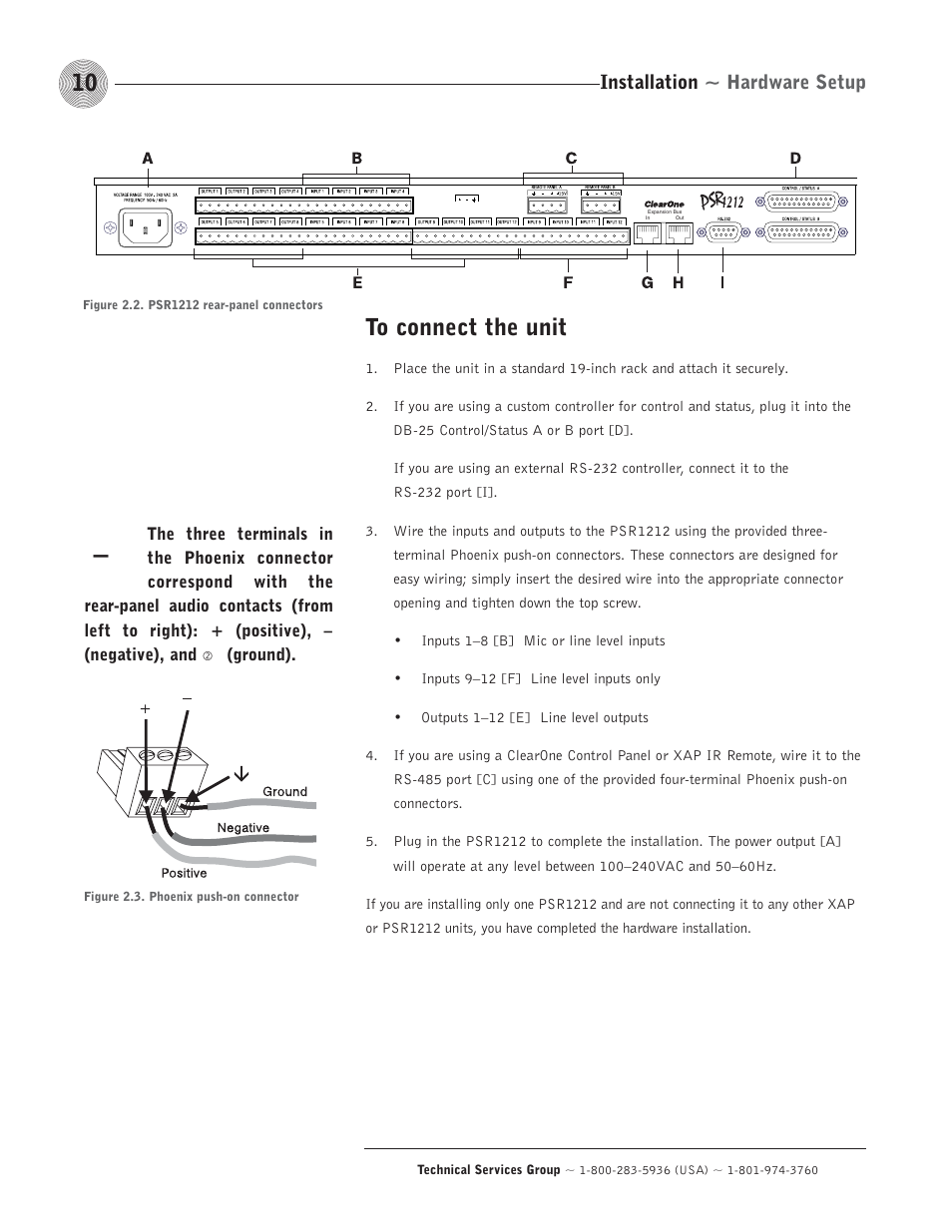 Installation ~ hardware setup | ClearOne comm PSR1212 User Manual | Page 16 / 145