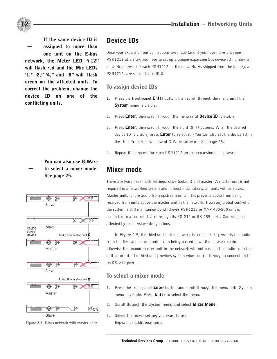 Device ids, Mixer mode | ClearOne comm PSR1212 User Manual | Page 18 / 145