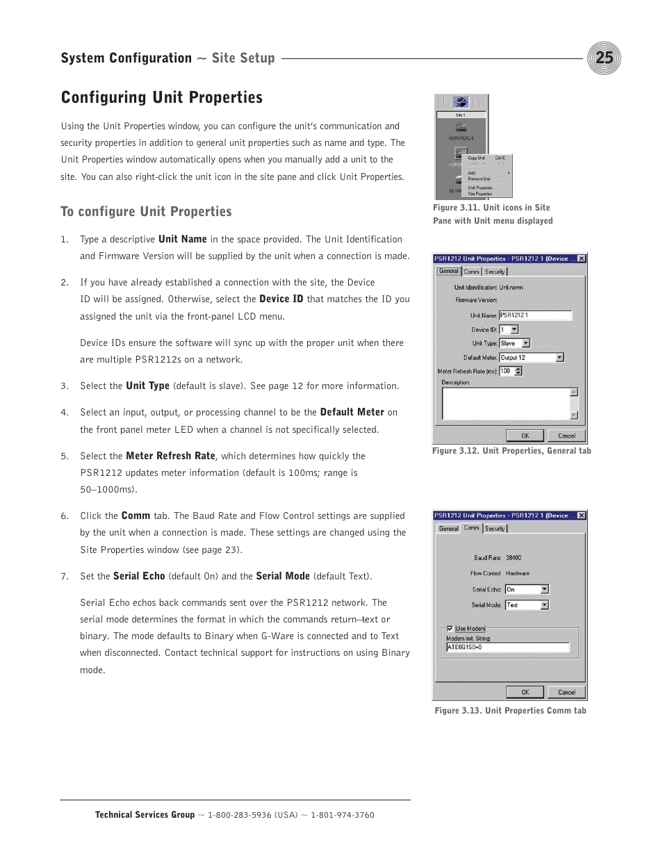 Configuring unit properties, System configuration ~ site setup | ClearOne comm PSR1212 User Manual | Page 31 / 145