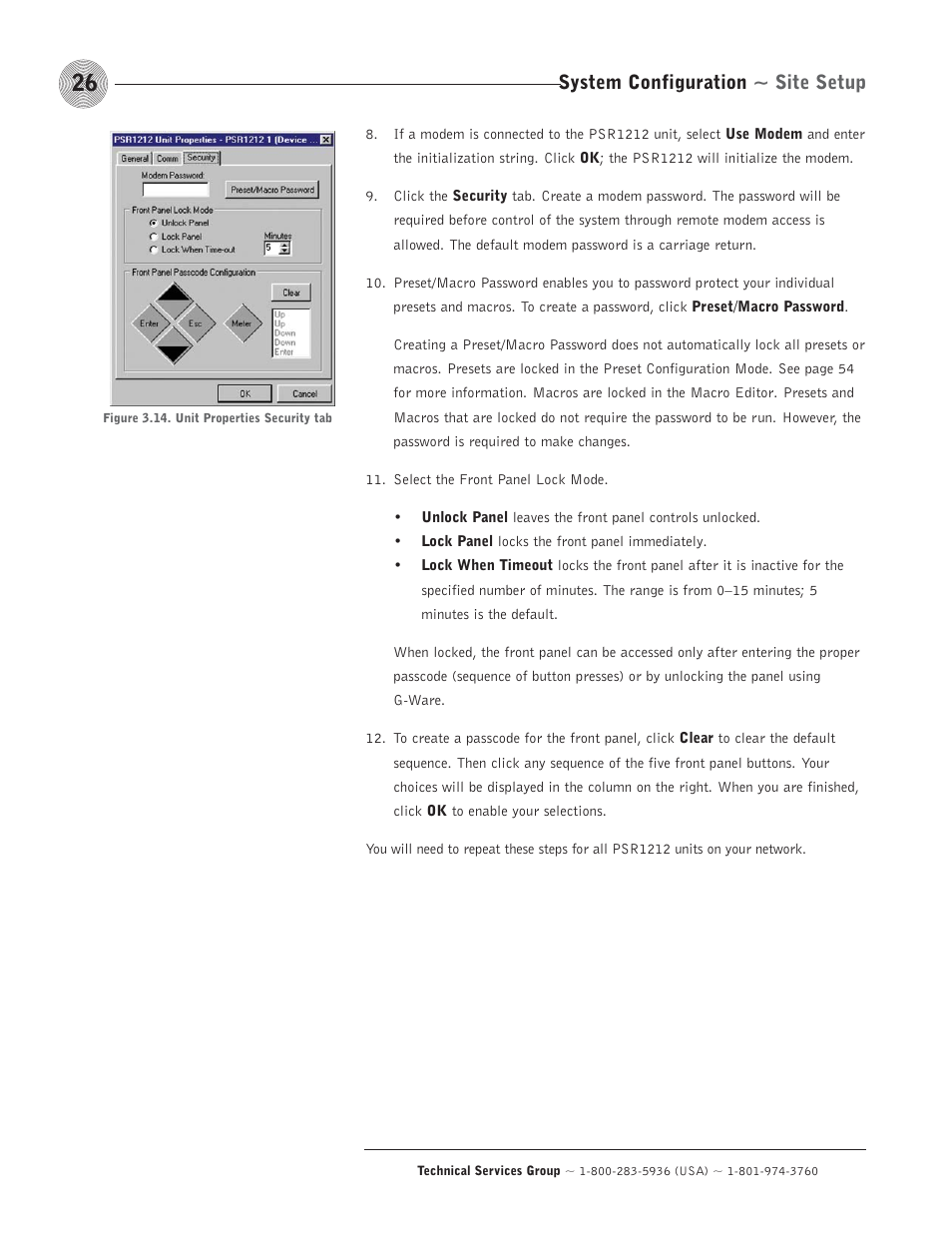 System configuration ~ site setup | ClearOne comm PSR1212 User Manual | Page 32 / 145