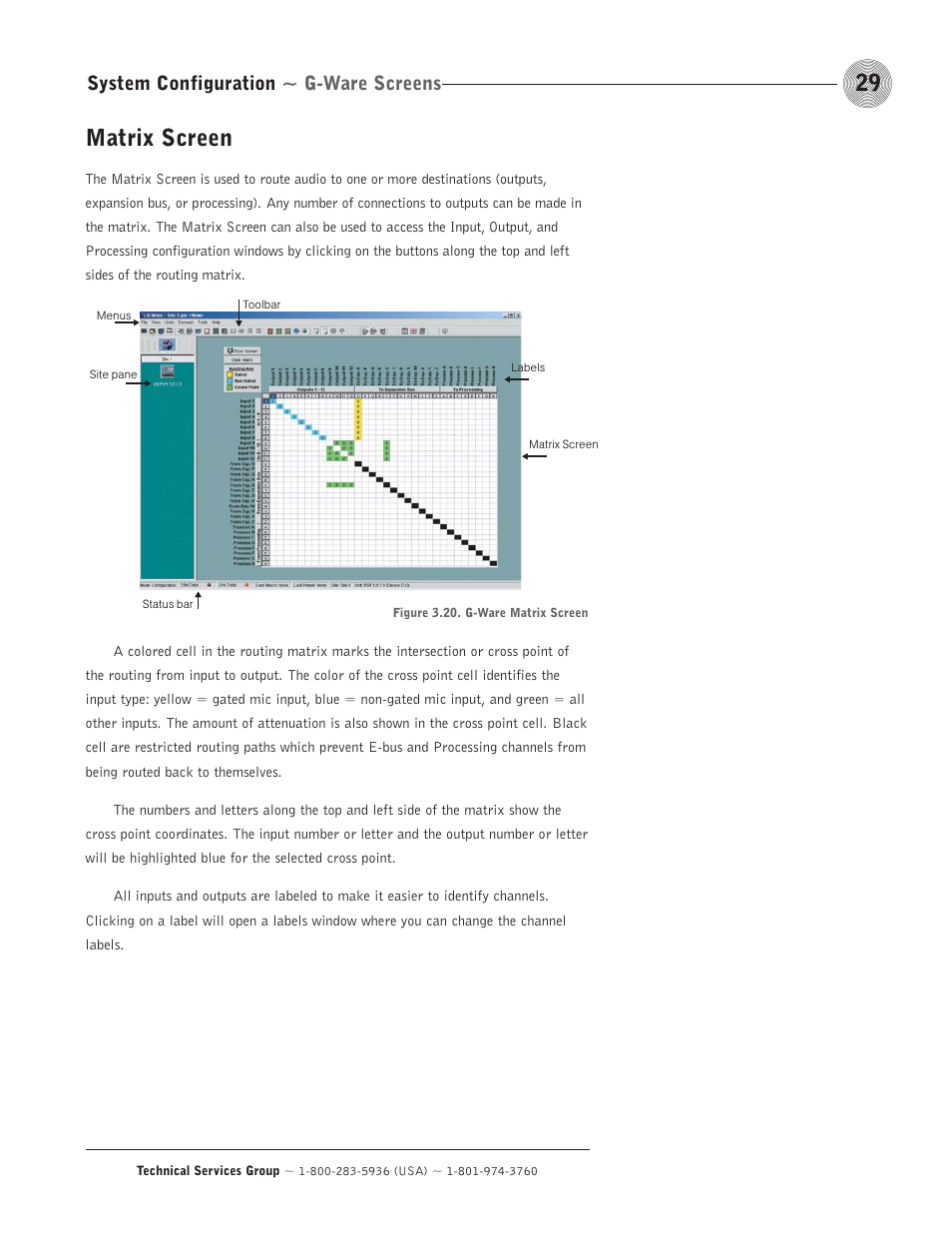 Matrix screen, System configuration ~ g-ware screens | ClearOne comm PSR1212 User Manual | Page 35 / 145