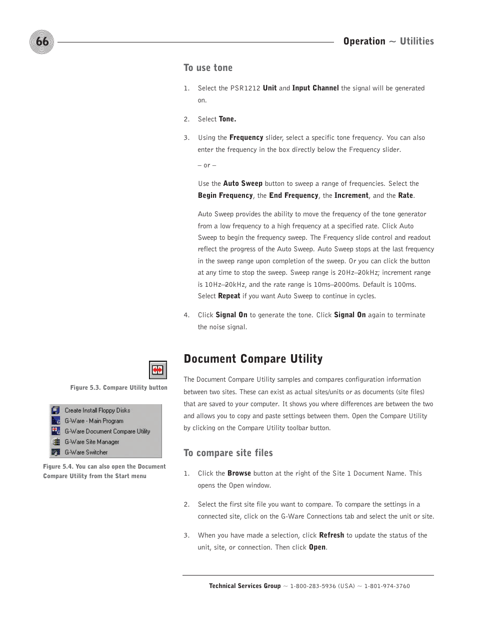 Document compare utility, Operation ~ utilities | ClearOne comm PSR1212 User Manual | Page 72 / 145