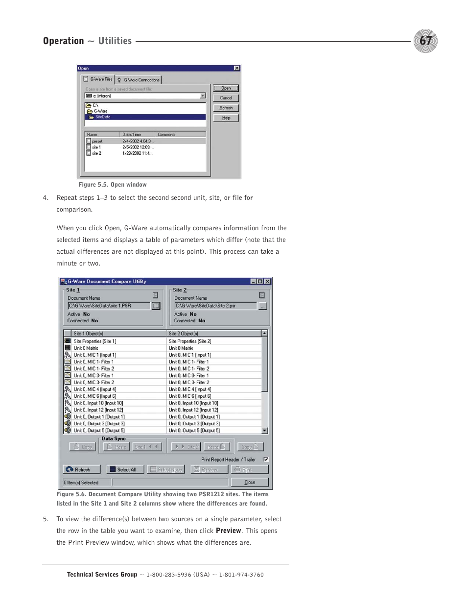 Operation ~ utilities | ClearOne comm PSR1212 User Manual | Page 73 / 145