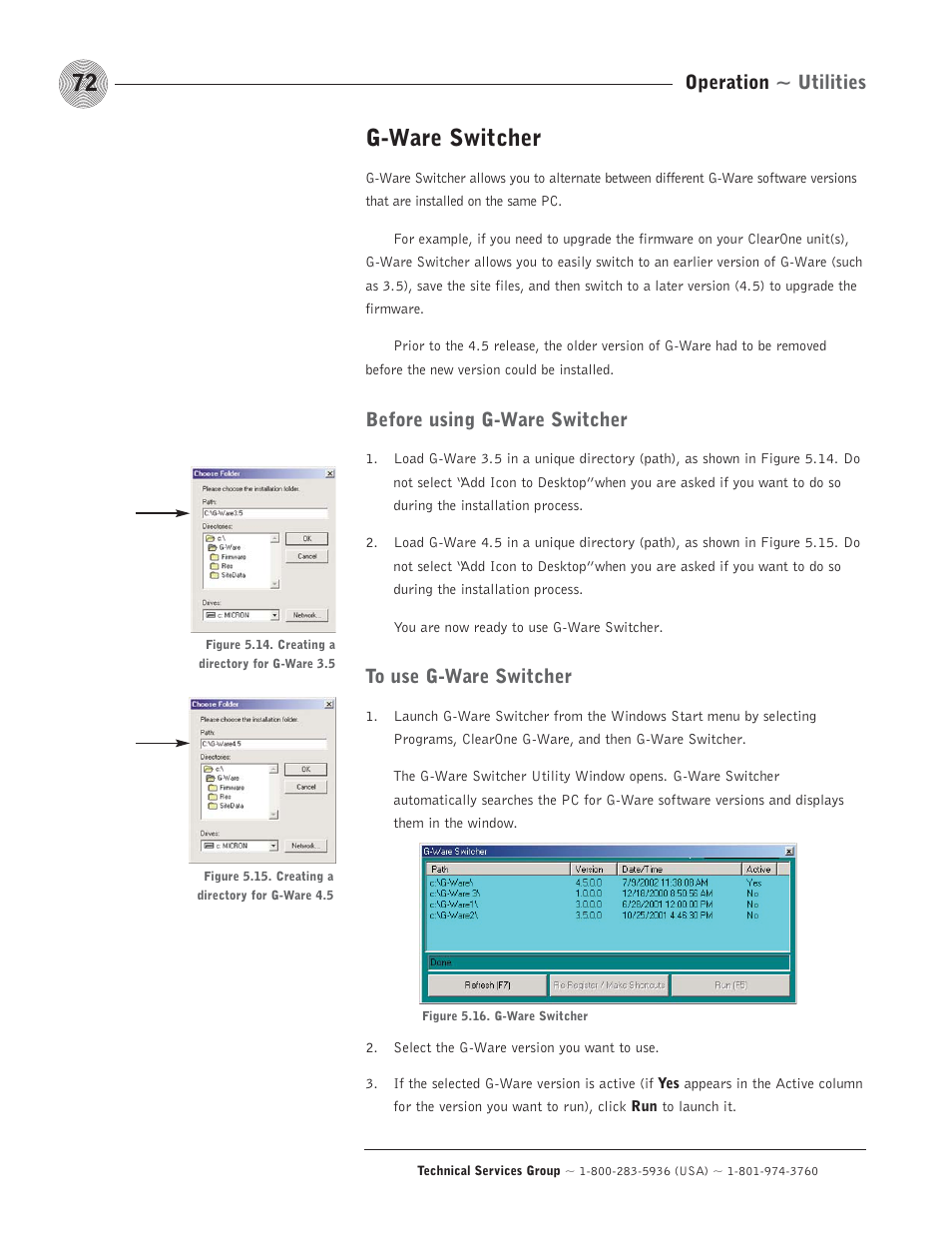 G-ware switcher, Operation ~ utilities, Before using g-ware switcher | ClearOne comm PSR1212 User Manual | Page 78 / 145