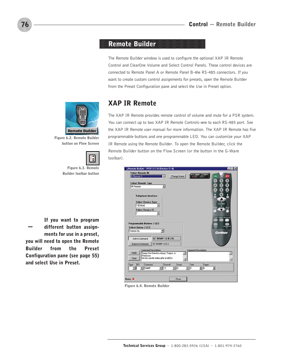 Xap ir remote, Remote builder | ClearOne comm PSR1212 User Manual | Page 82 / 145