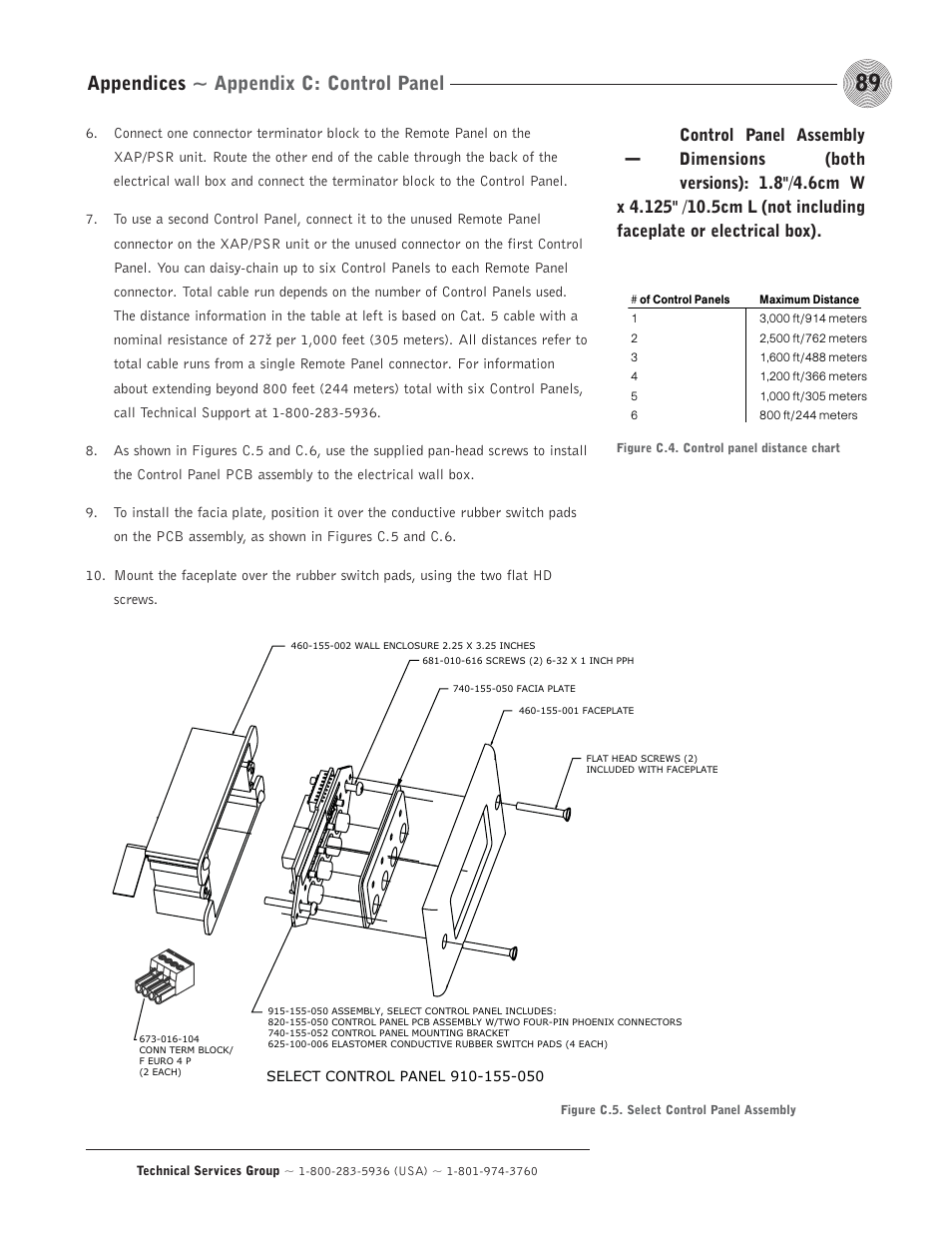 Appendices ~ appendix c: control panel | ClearOne comm PSR1212 User Manual | Page 95 / 145