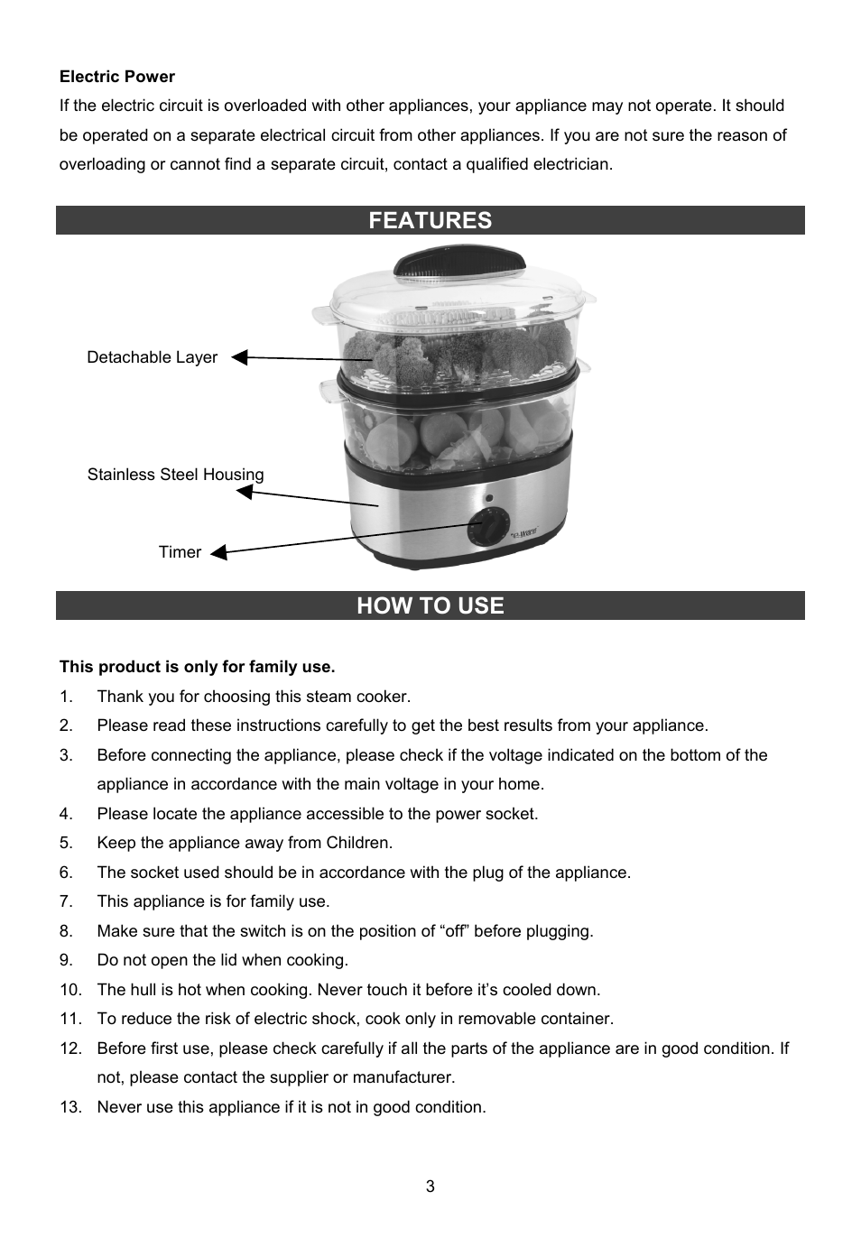 Features, How to use | E-Ware EW-92214IVS User Manual | Page 3 / 5