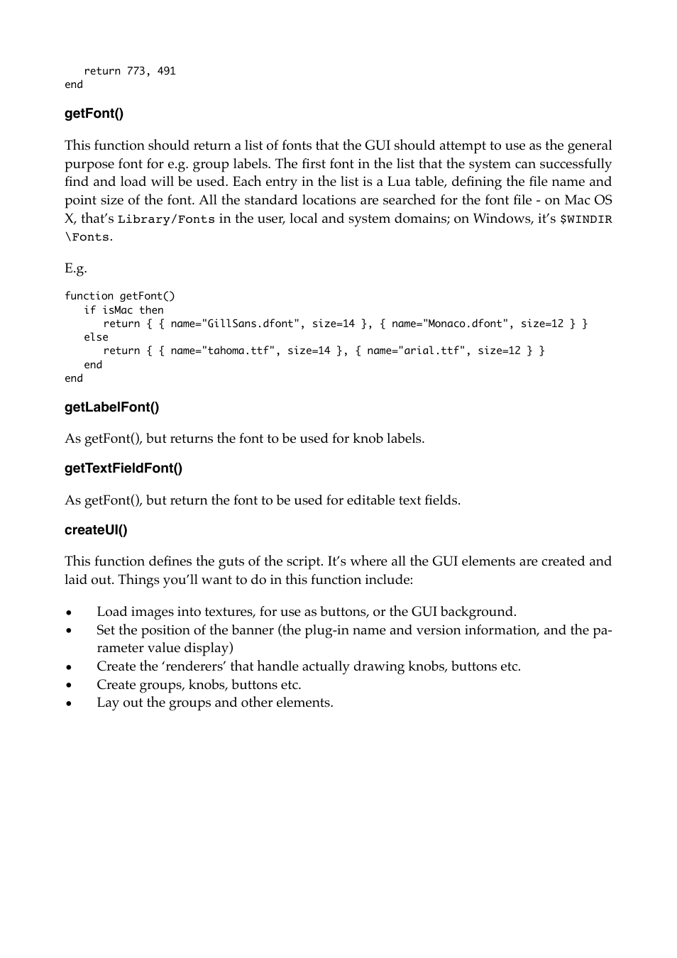 Getfont(), Getlabelfont(), Gettextfieldfont() | Createui() | Expert Sleepers Augustus Loop v2.4.1 User Manual | Page 44 / 78