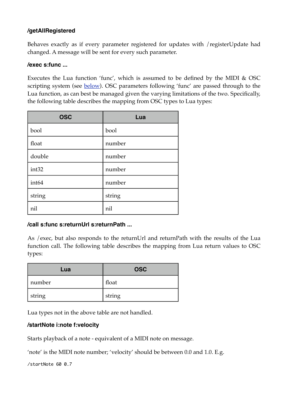 Getallregistered, Exec s:func, Call s:func s:returnurl s:returnpath | Startnote i:note f:velocity | Expert Sleepers Crossfade Loop Synth v3.2.0 User Manual | Page 24 / 38