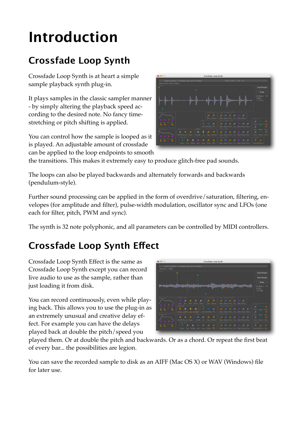 Introduction, Crossfade loop synth, Crossfade loop synth effect | Expert Sleepers Crossfade Loop Synth v3.2.0 User Manual | Page 7 / 38