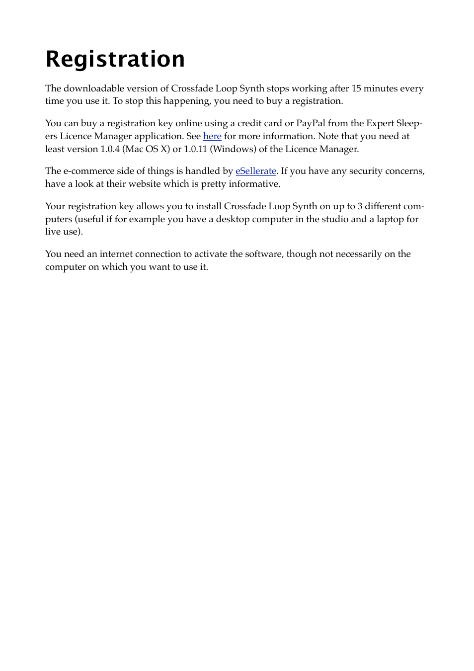 Registration | Expert Sleepers Crossfade Loop Synth v3.2.0 User Manual | Page 9 / 38