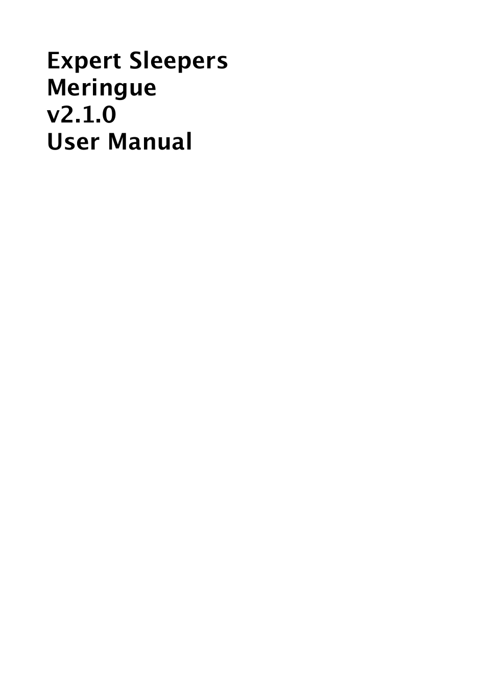 Expert Sleepers Meringue v2.1.0 User Manual | 12 pages