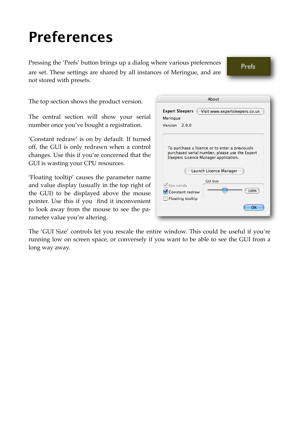 Preferences | Expert Sleepers Meringue v2.1.0 User Manual | Page 10 / 12