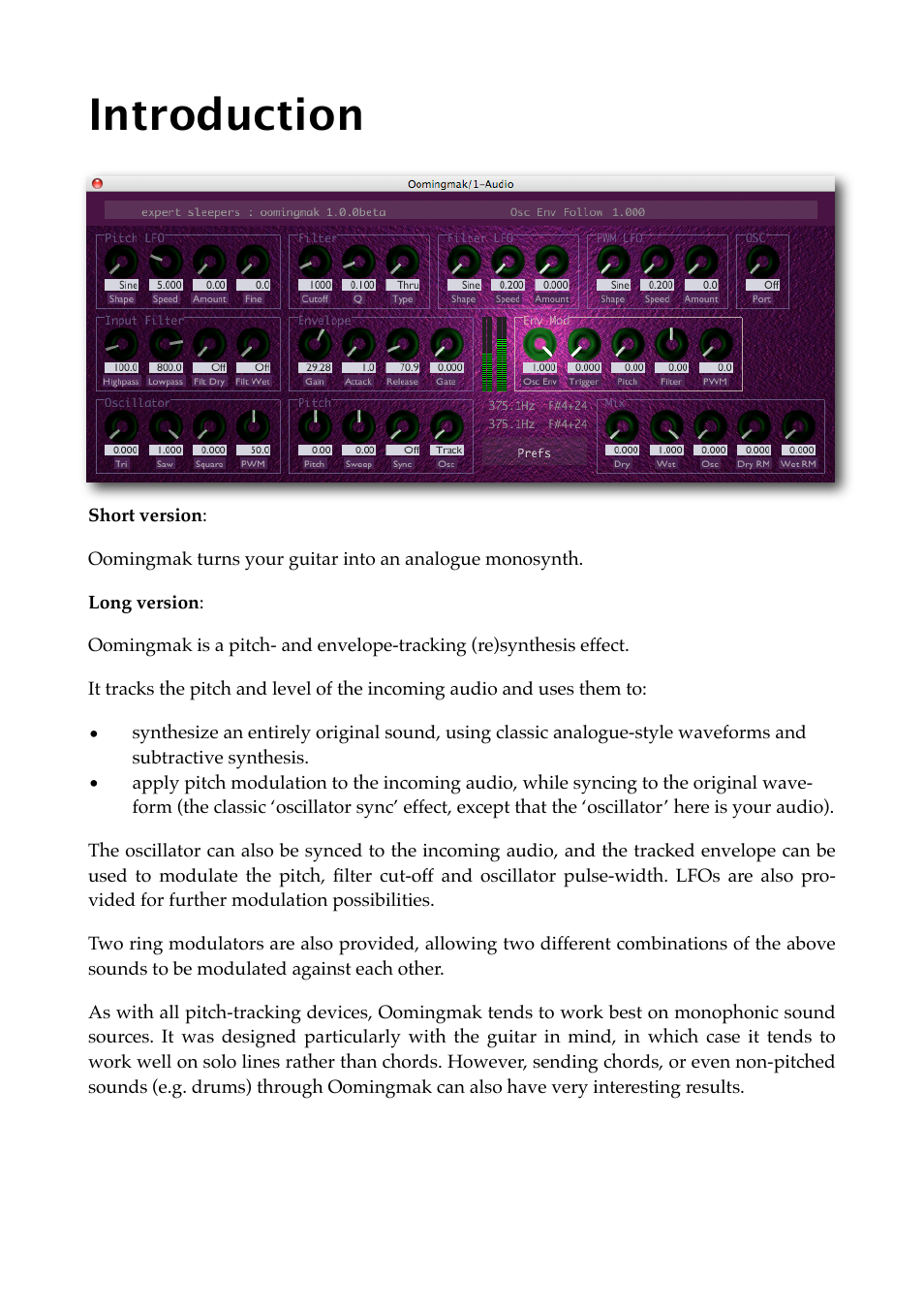 Introduction | Expert Sleepers Oomingmak v1.1.0 User Manual | Page 8 / 38