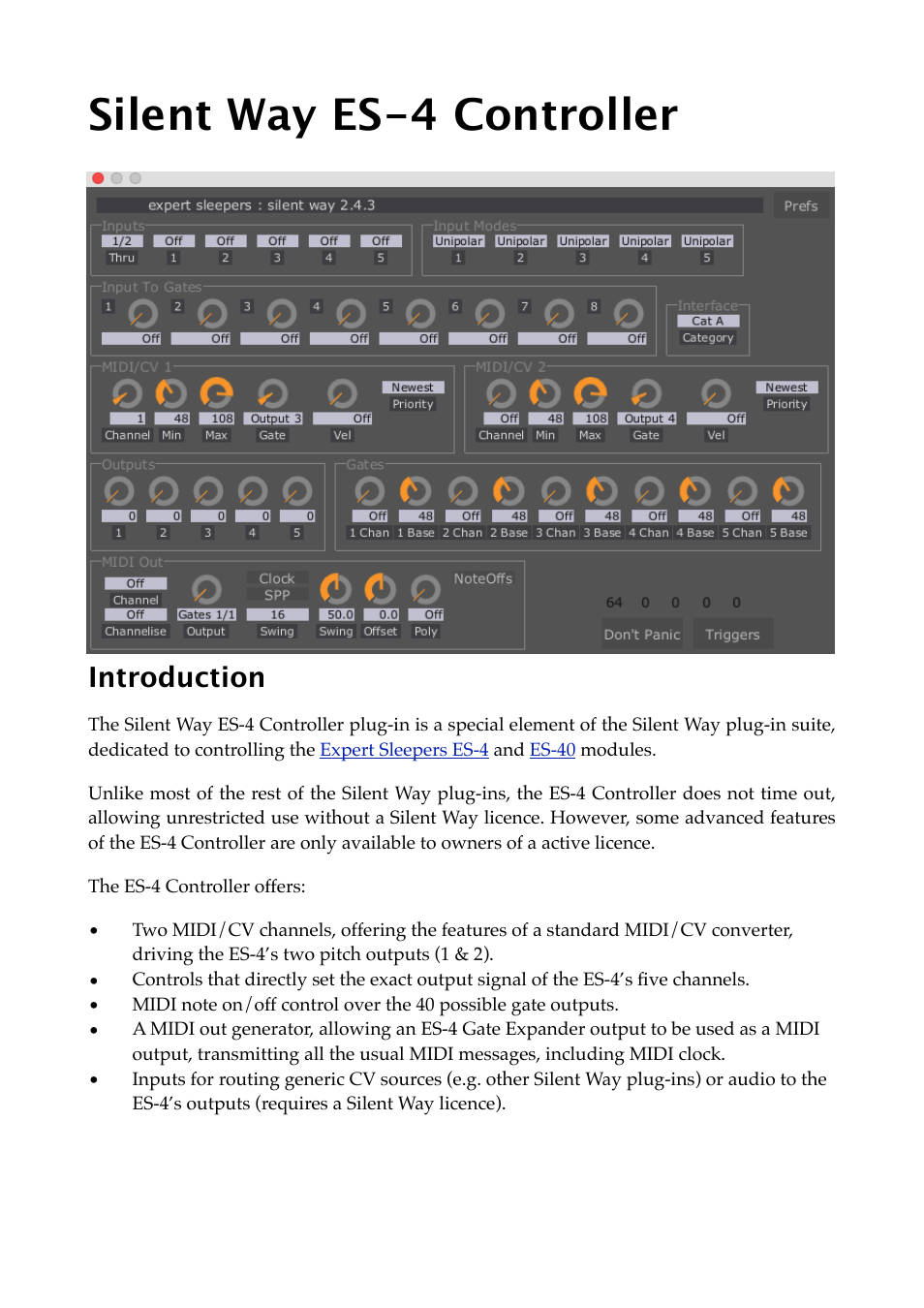 Silent way es-4 controller, Introduction | Expert Sleepers Silent Way v2.4.3 User Manual | Page 39 / 123