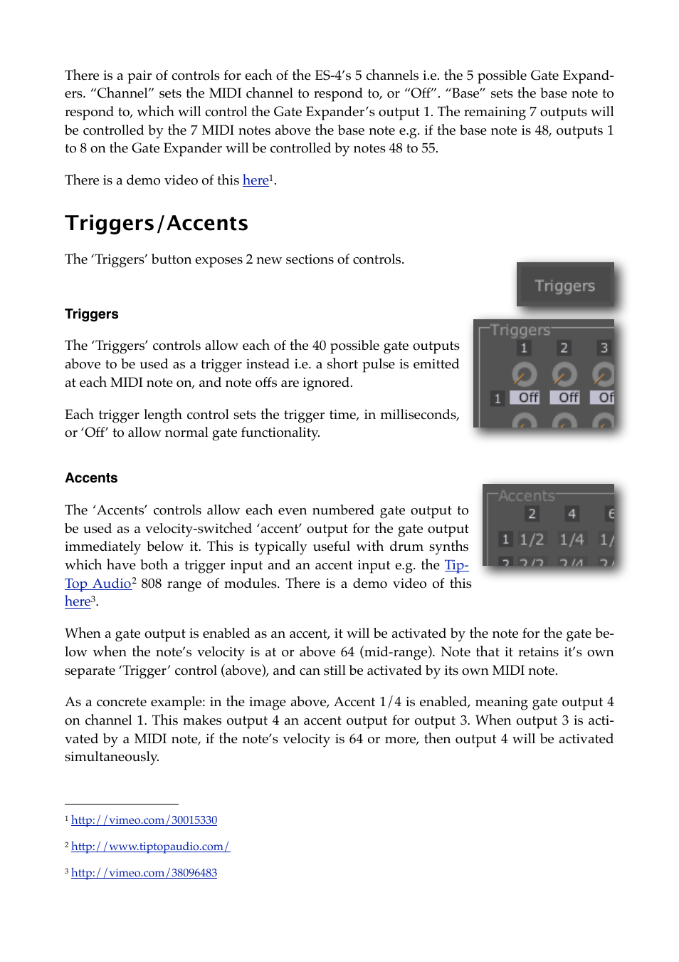 Triggers/accents, Triggers, Accents | Expert Sleepers Silent Way v2.4.3 User Manual | Page 42 / 123