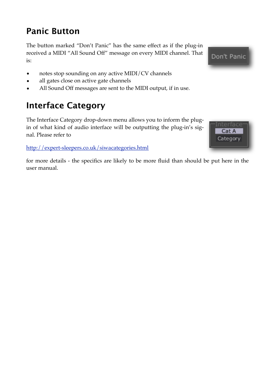 Panic button, Interface category | Expert Sleepers Silent Way v2.4.3 User Manual | Page 47 / 123