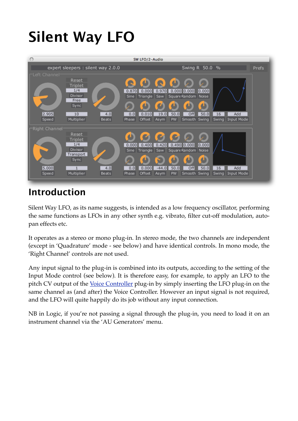 Silent way lfo, Introduction | Expert Sleepers Silent Way v2.4.3 User Manual | Page 65 / 123