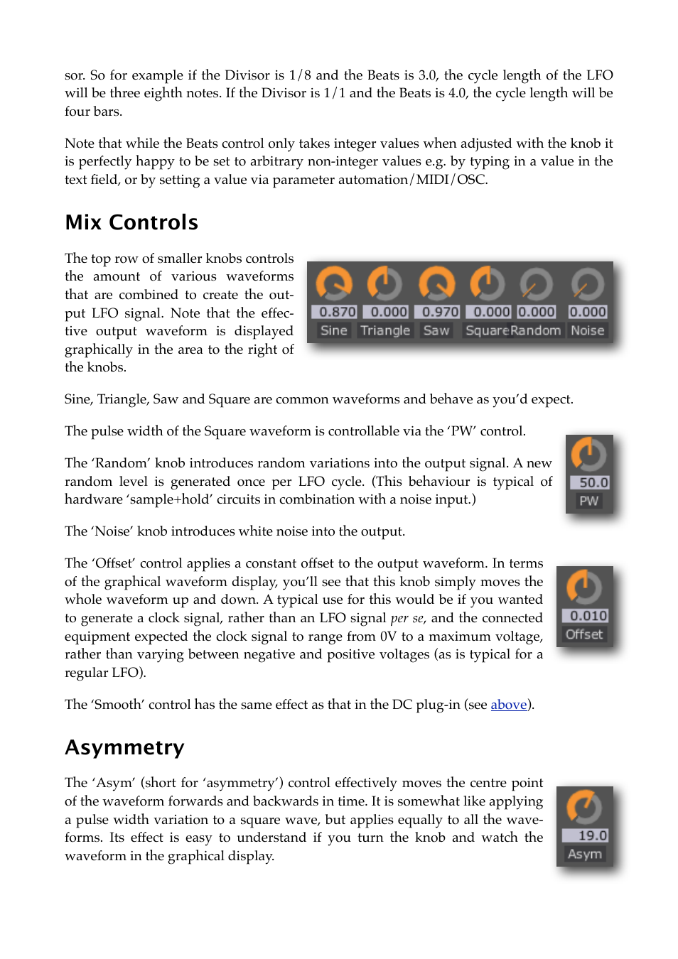 Mix controls, Asymmetry | Expert Sleepers Silent Way v2.4.3 User Manual | Page 67 / 123