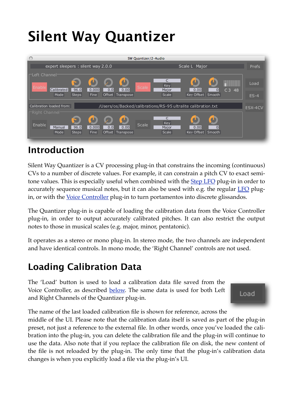 Silent way quantizer, Introduction, Loading calibration data | Quantizer | Expert Sleepers Silent Way v2.4.3 User Manual | Page 72 / 123