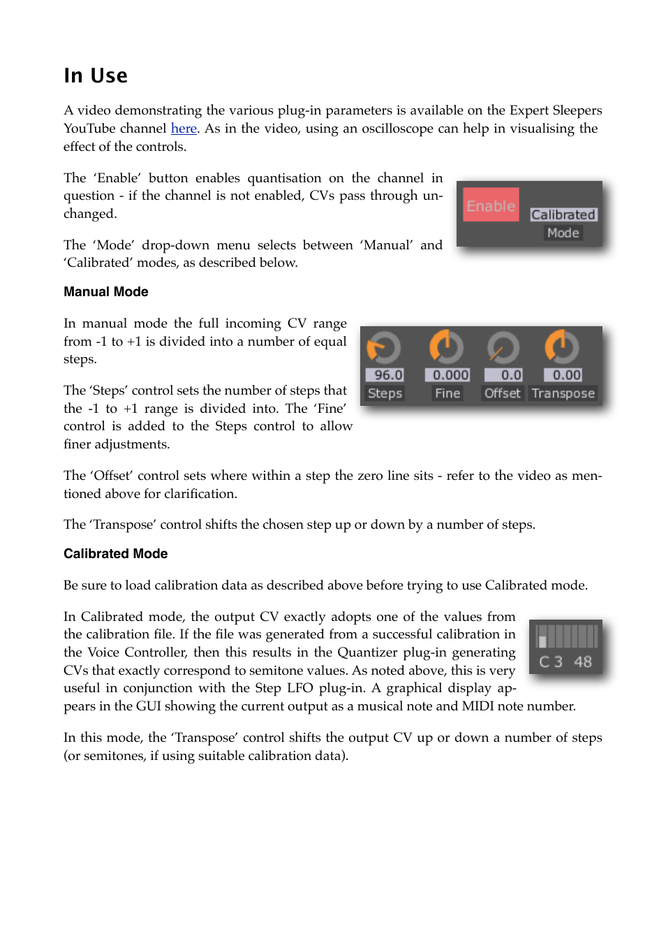 In use, Manual mode, Calibrated mode | Expert Sleepers Silent Way v2.4.3 User Manual | Page 73 / 123