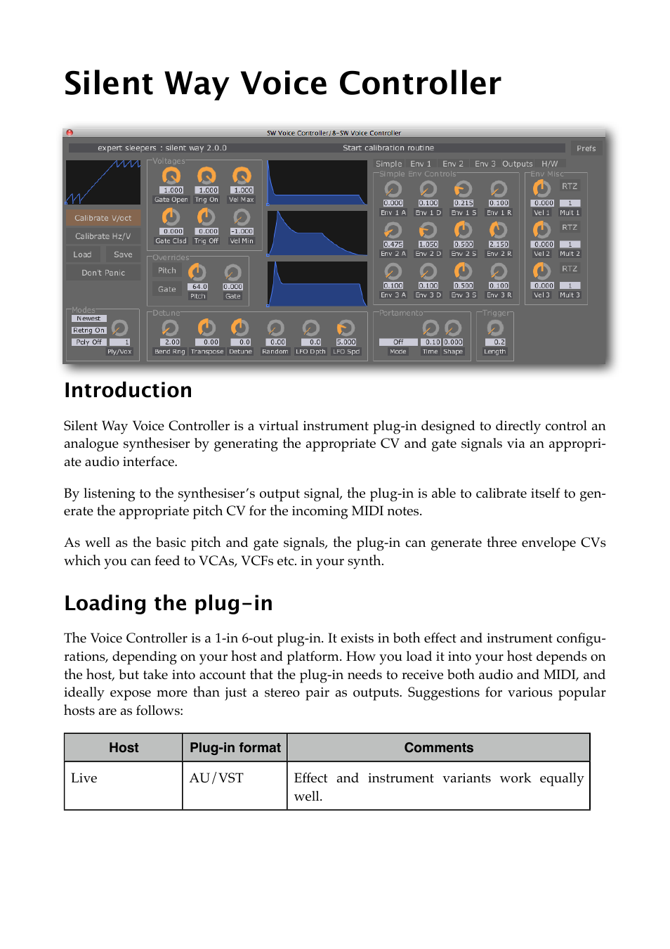 Silent way voice controller, Introduction, Loading the plug-in | Voice controller | Expert Sleepers Silent Way v2.4.3 User Manual | Page 95 / 123