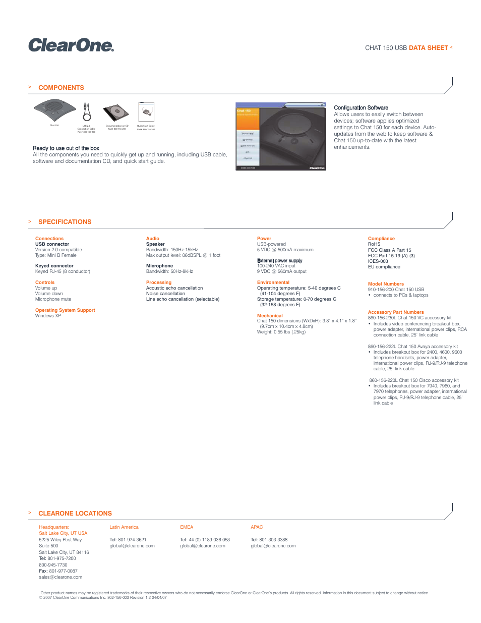 ClearOne comm Chat 150 User Manual | Page 2 / 2