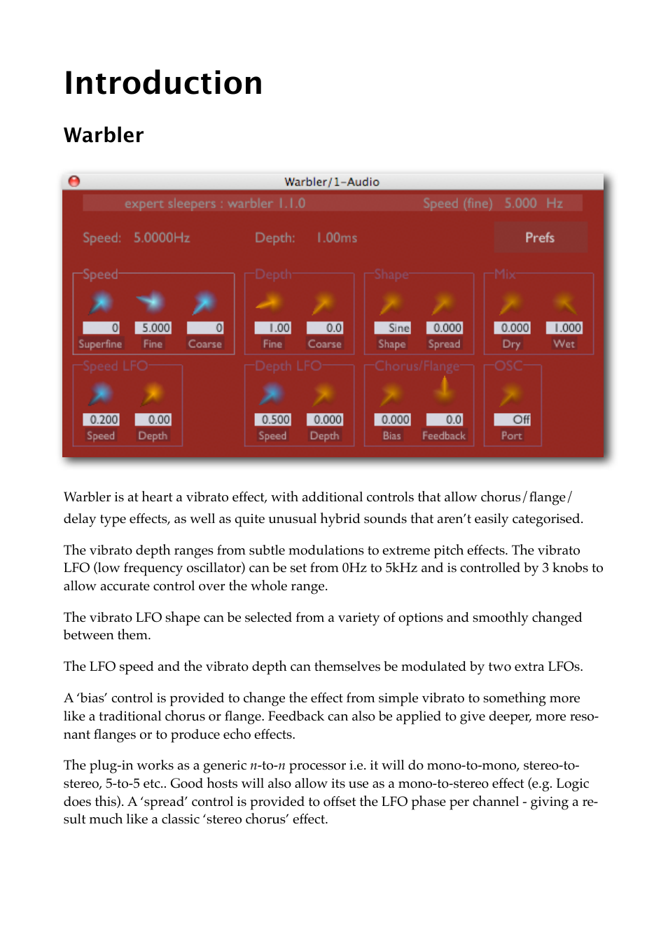 Introduction, Warbler | Expert Sleepers Warbler v1.1.0 User Manual | Page 6 / 21