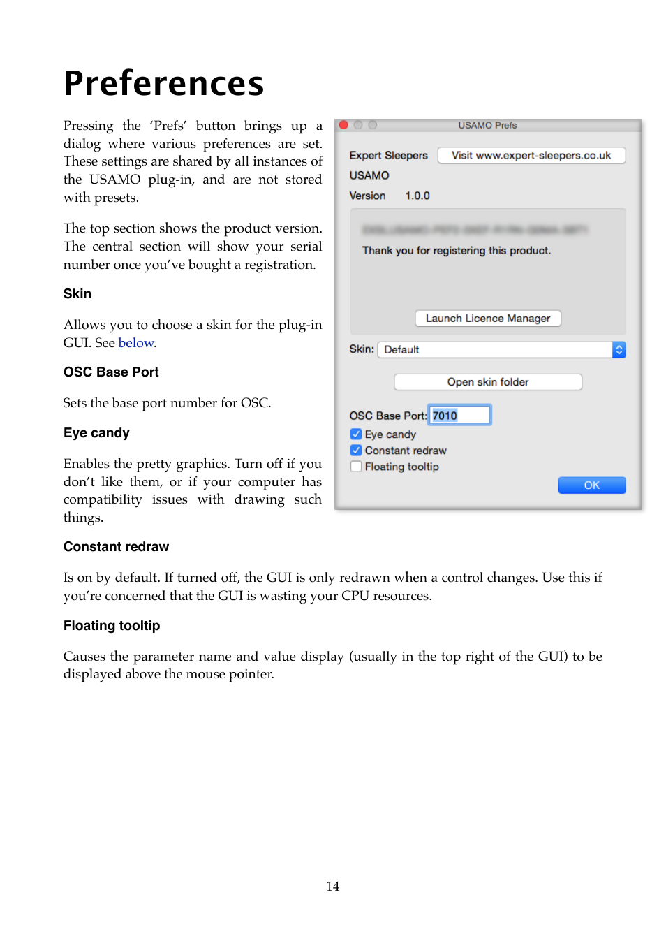 Preferences | Expert Sleepers USAMO v1.0.0 User Manual | Page 14 / 19