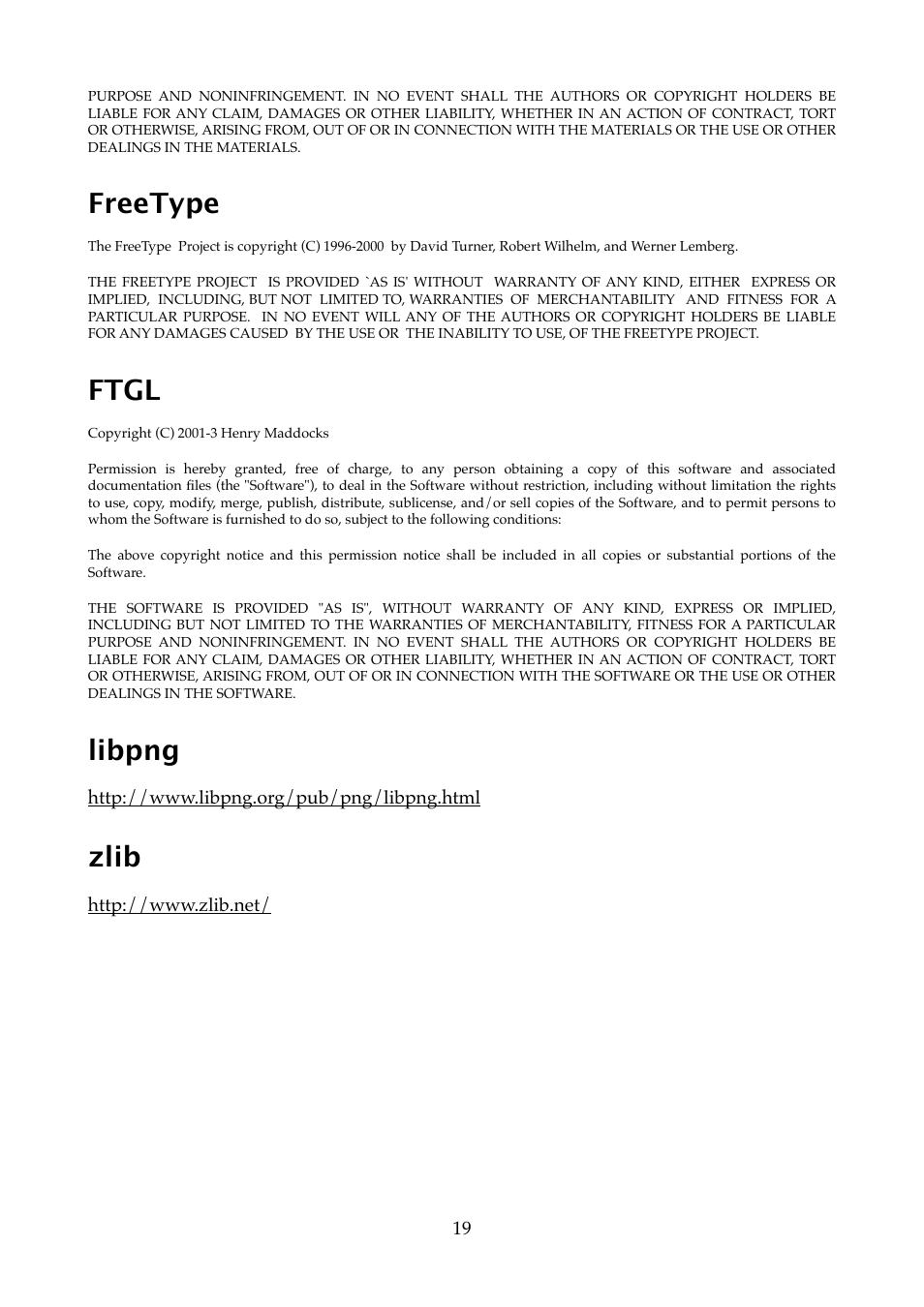 Freetype, Ftgl, Libpng | Zlib | Expert Sleepers USAMO v1.0.0 User Manual | Page 19 / 19