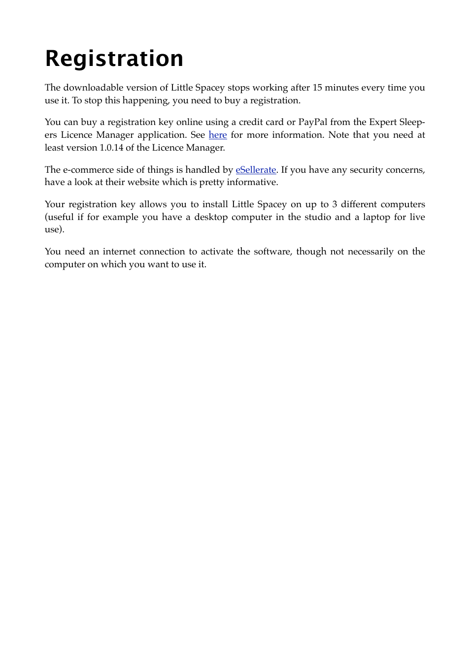 Registration | Expert Sleepers Little Spacey v1.0.0 User Manual | Page 8 / 23