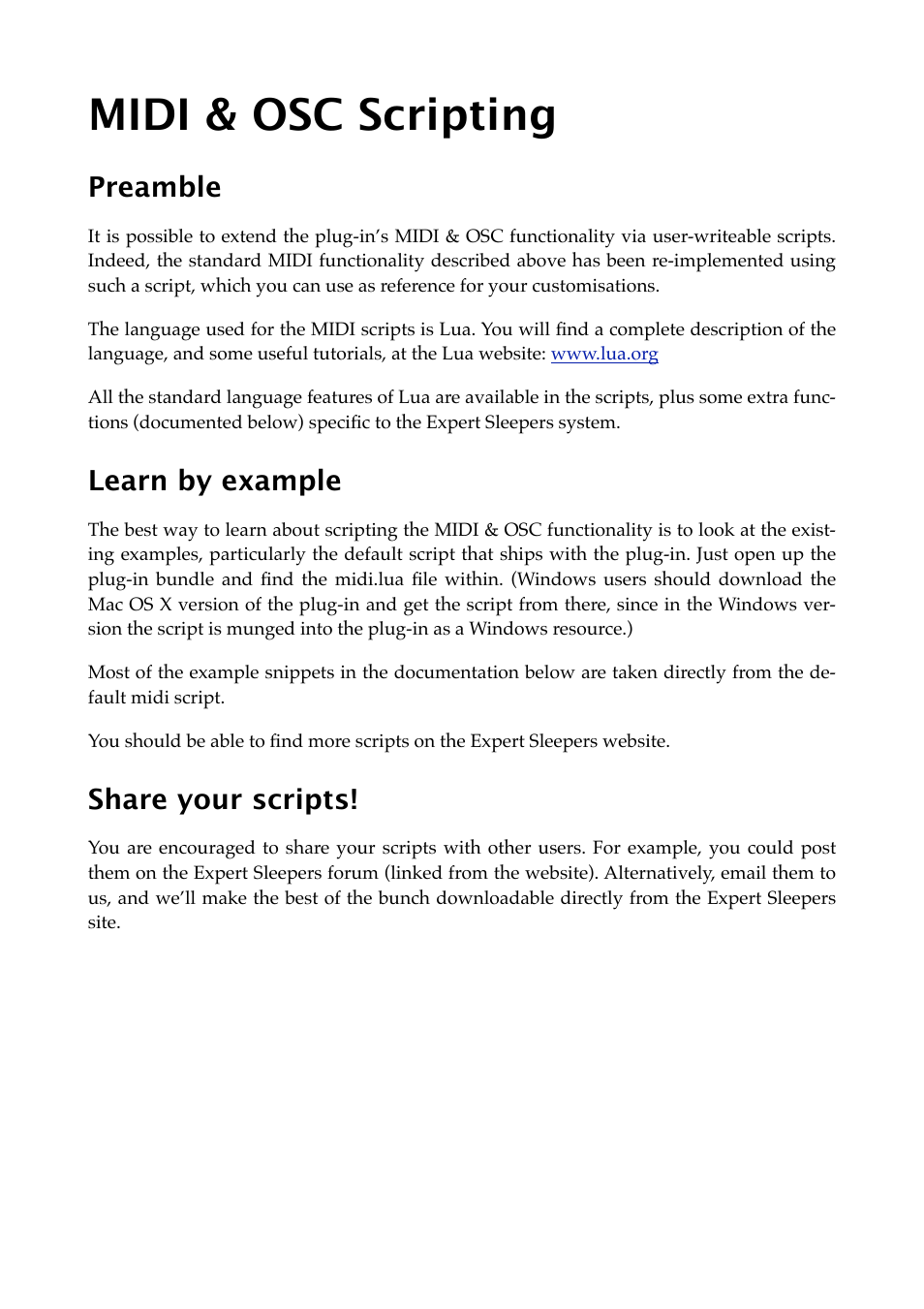 Midi & osc scripting, Preamble, Learn by example | Share your scripts | Expert Sleepers Oomingmak v1.0.0 User Manual | Page 27 / 38