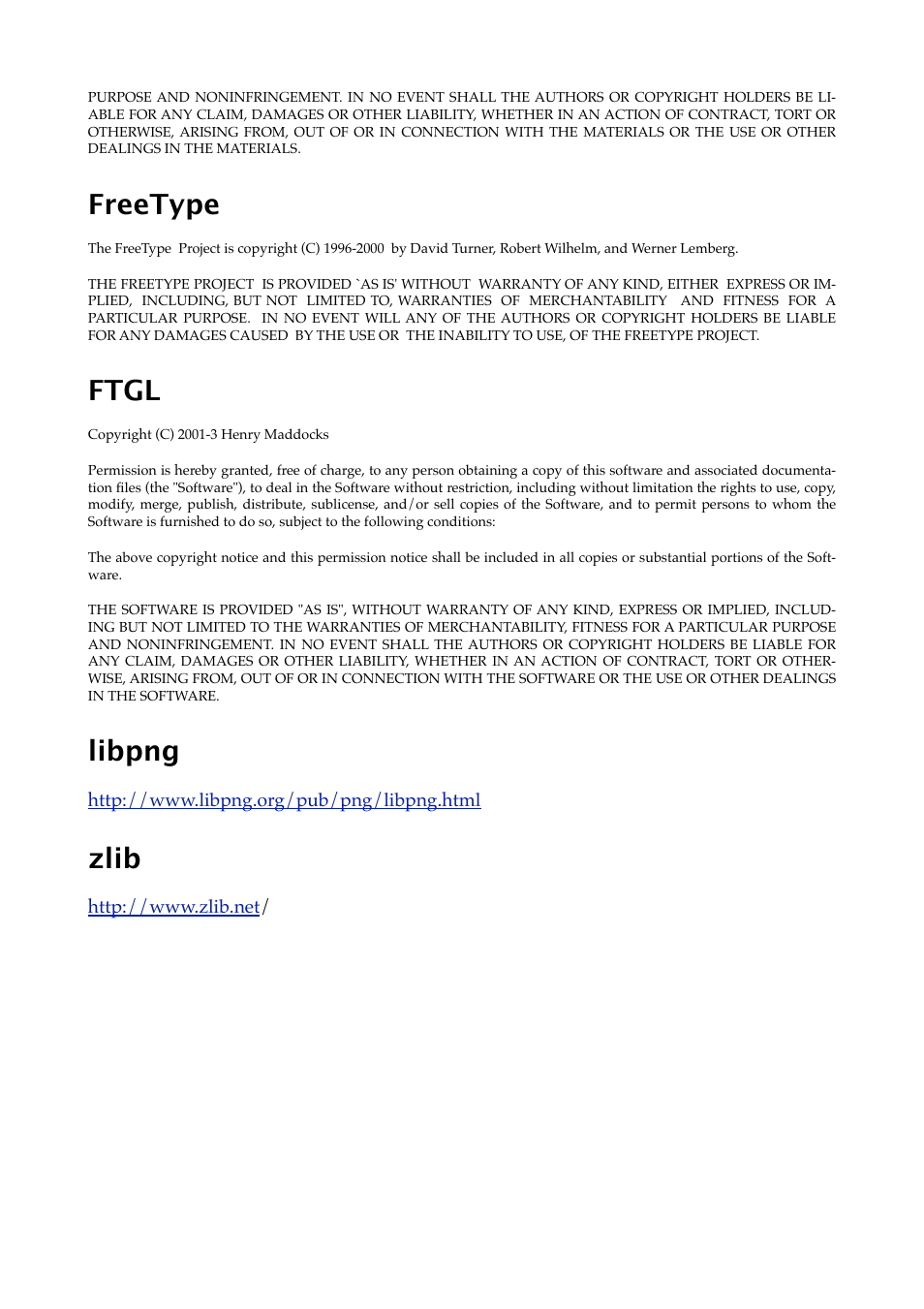 Freetype, Ftgl, Libpng | Zlib | Expert Sleepers Oomingmak v1.0.0 User Manual | Page 38 / 38