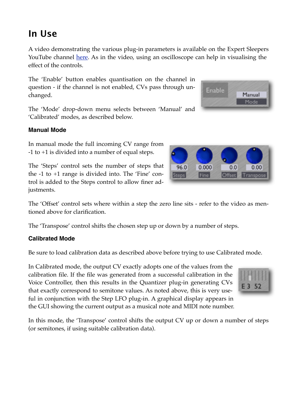 In use, Manual mode, Calibrated mode | Expert Sleepers Silent Way v1.7.3 User Manual | Page 25 / 72