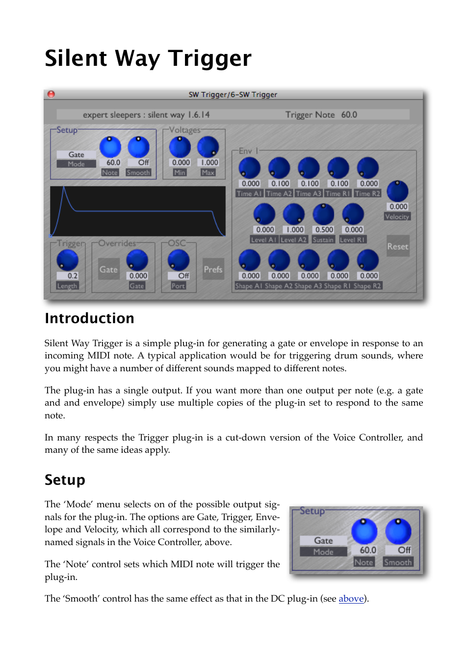 Silent way trigger, Introduction, Setup | Expert Sleepers Silent Way v1.7.3 User Manual | Page 40 / 72