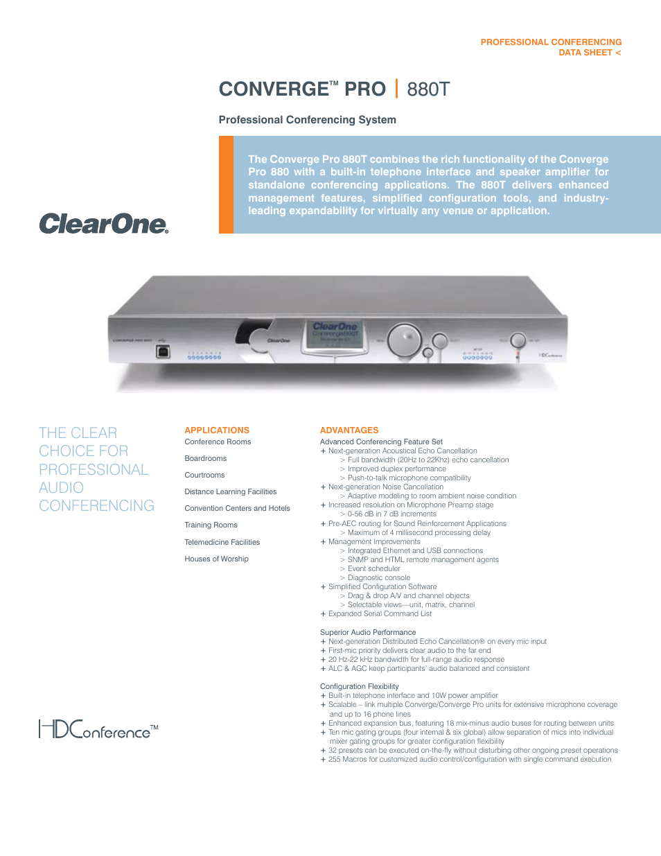 ClearOne comm Converge Pro 880T User Manual | 2 pages