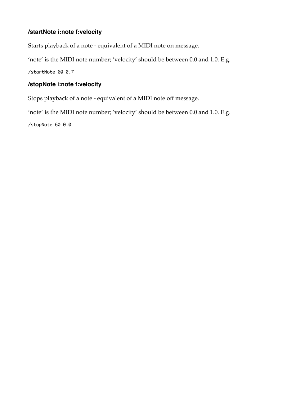 Startnote i:note f:velocity, Stopnote i:note f:velocity | Expert Sleepers OSC Control v1.0.0 User Manual | Page 7 / 10