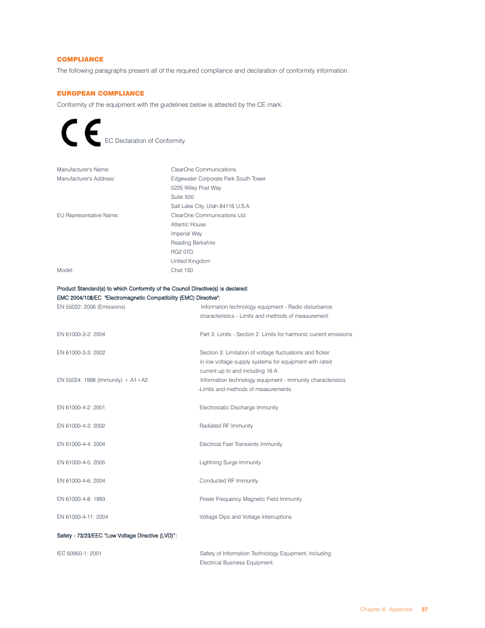 ClearOne comm ClearOne CHATAttach CHAT 150 User Manual | Page 40 / 43