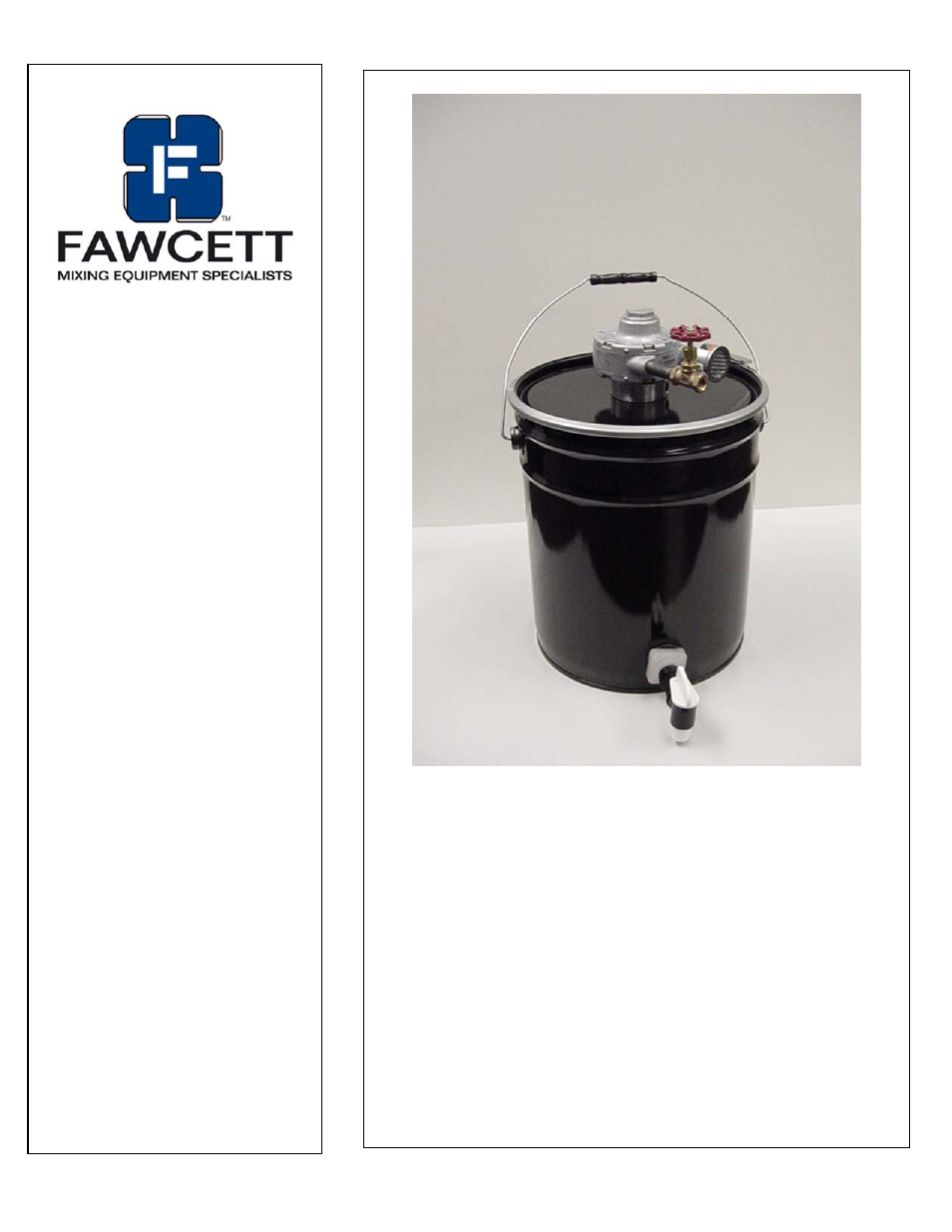 Fawcett Lid Mount Pail Mixer User Manual | 10 pages