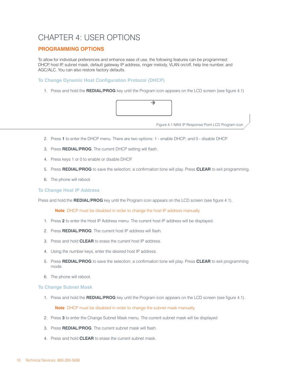 Chapter 4: user options | ClearOne comm IP Response Point User Manual | Page 14 / 34