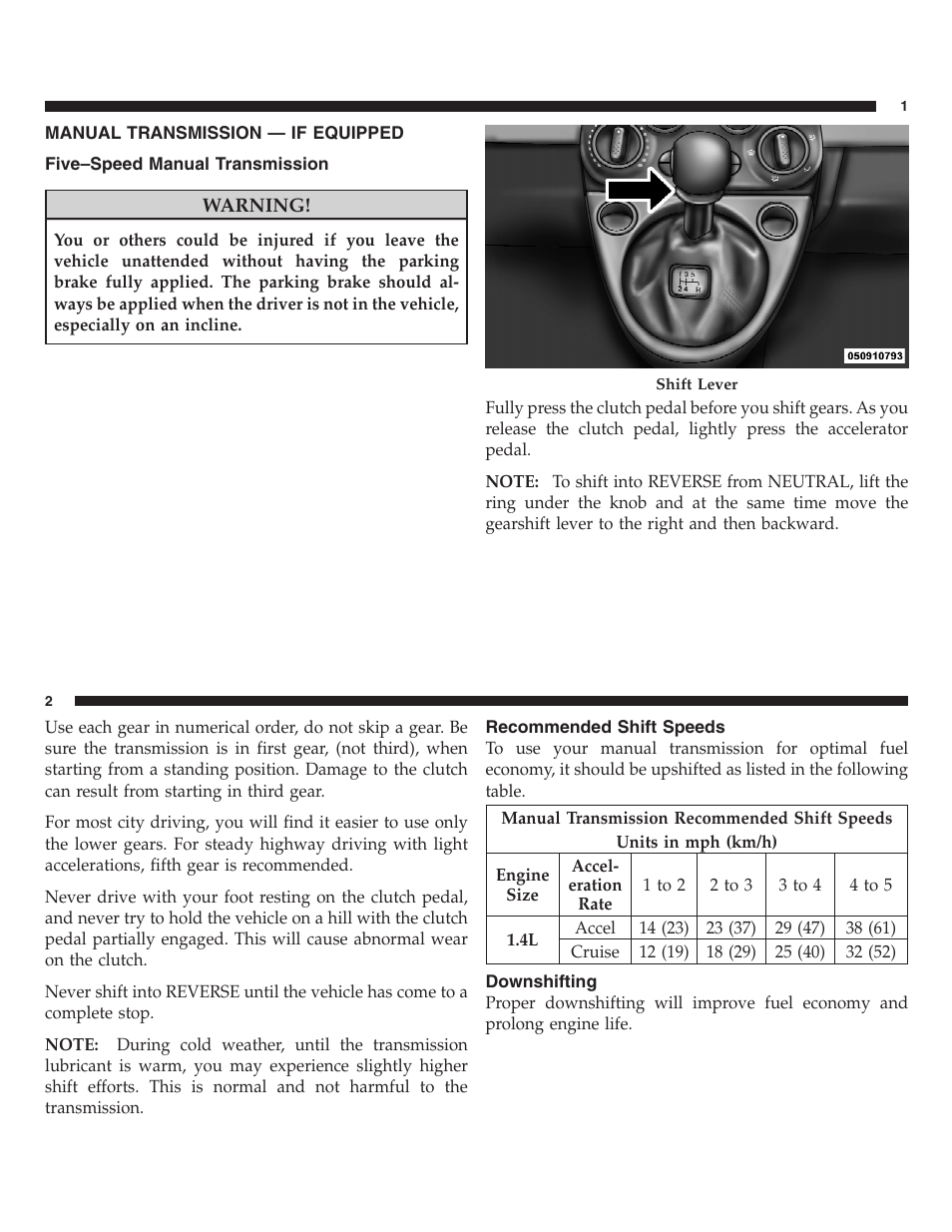 Manual transmission | FIAT 2013 500 User Manual | Page 111 / 206