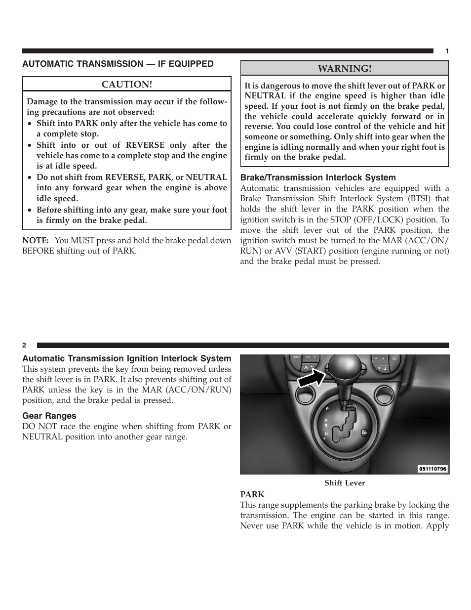 Automatic transmission | FIAT 2013 500 User Manual | Page 113 / 206