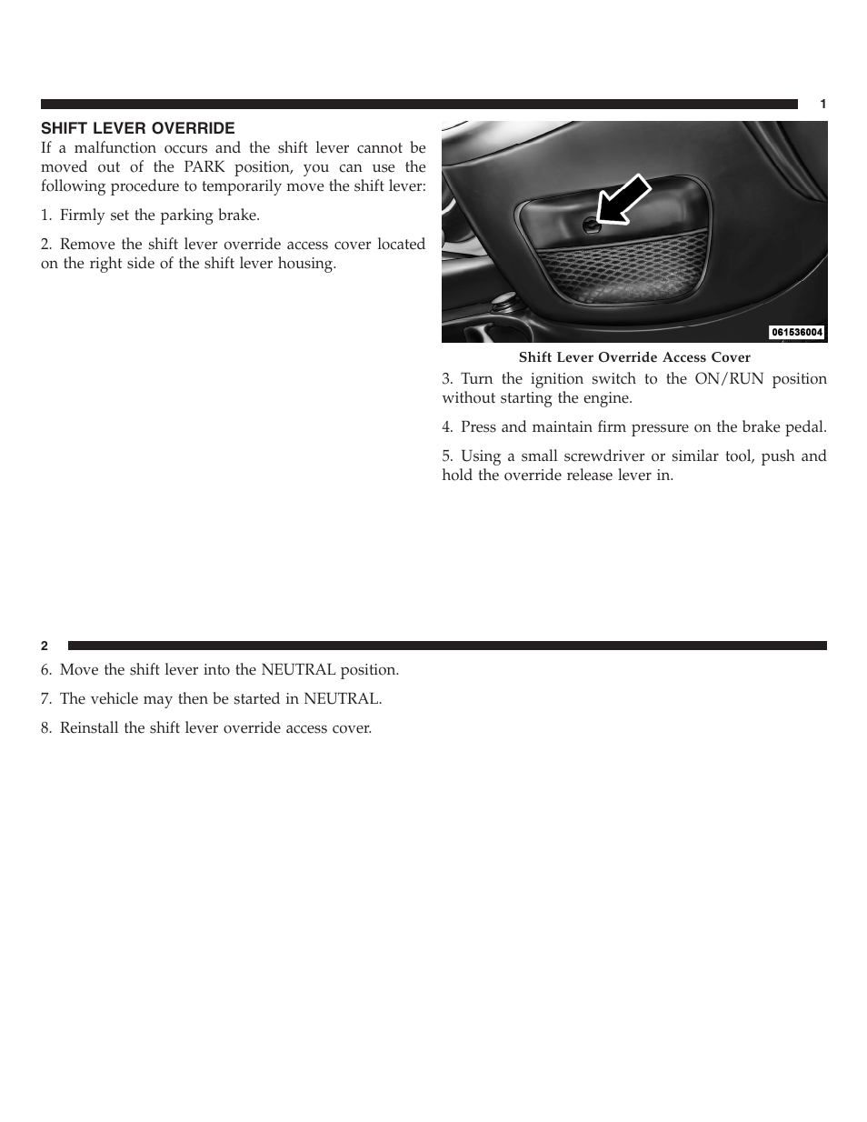 Shift lever override | FIAT 2013 500 User Manual | Page 165 / 206