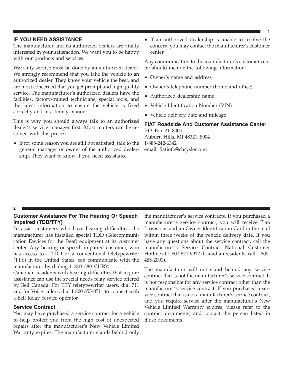 If you need assistance | FIAT 2013 500 User Manual | Page 201 / 206