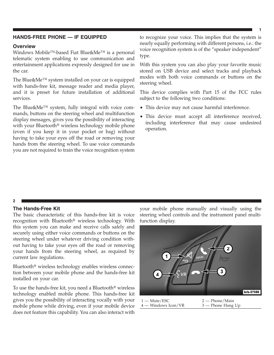 Hands-free phone | FIAT 2013 500 User Manual | Page 43 / 206