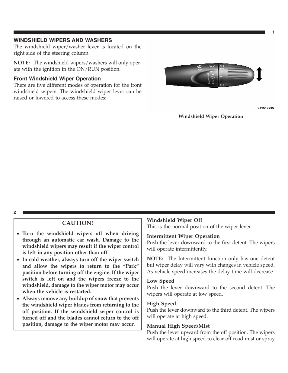 Windshield wipers and washers | FIAT 2013 500 User Manual | Page 54 / 206