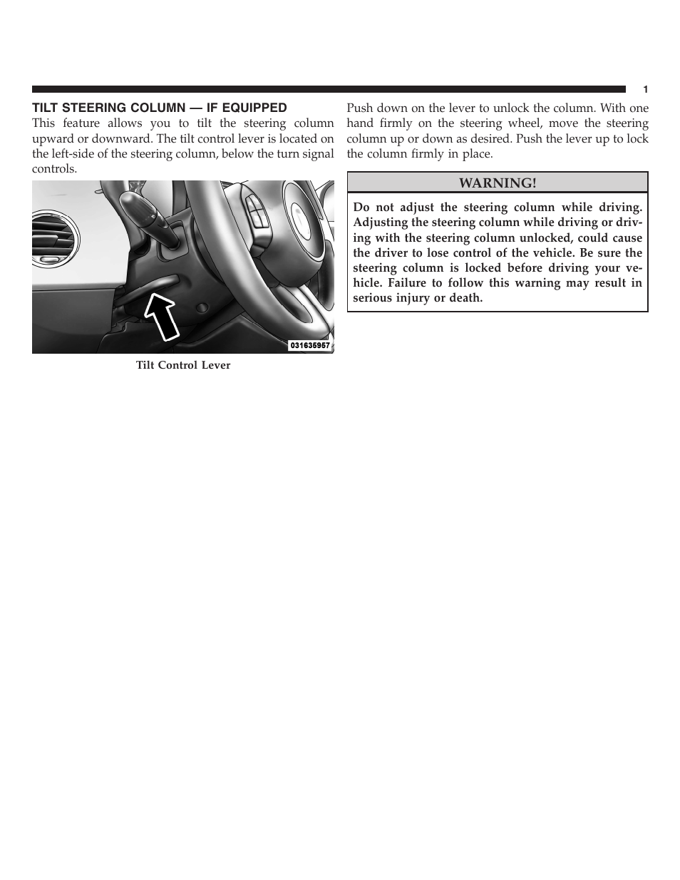 Tilt steering column | FIAT 2013 500 User Manual | Page 56 / 206