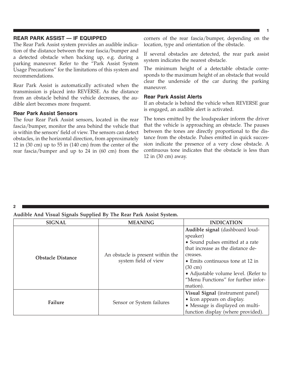 Rear park assist | FIAT 2013 500 User Manual | Page 59 / 206